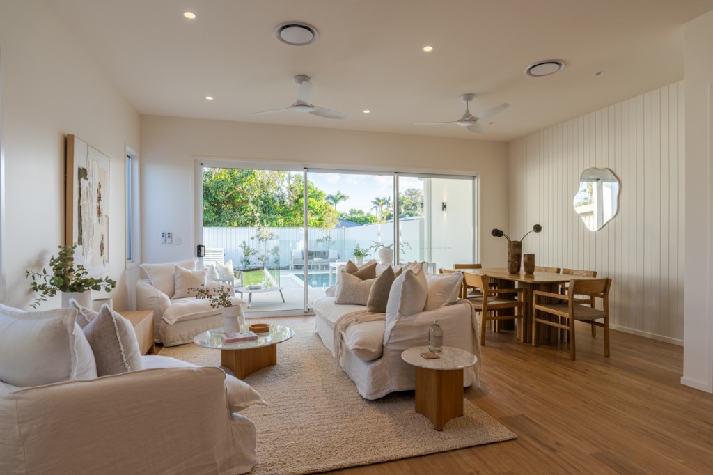 Living room at Pandanus Avenue, Coolum Beach