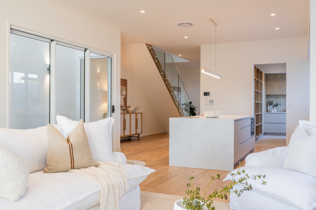 Living and kitchen at Pandanus Avenue, Coolum Beach